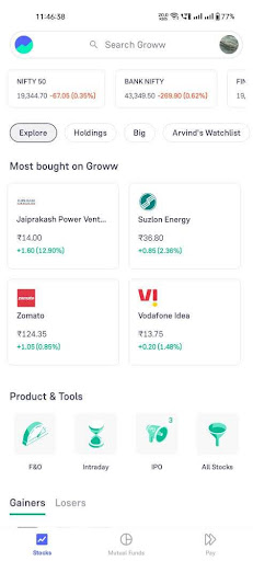 Log in into groww app to buy tata shares